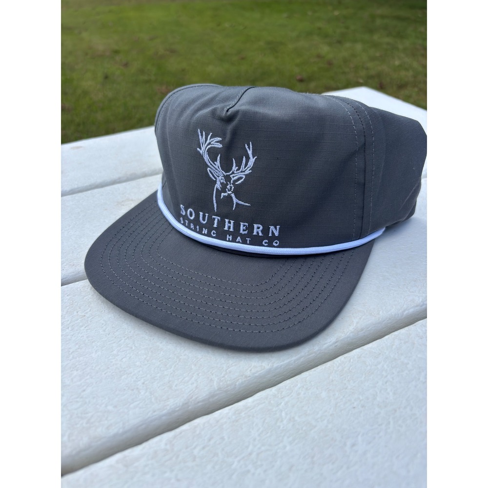 Southern String Hat Co Gray Ripstop Snapback Rope Hat Deer Logo Embroidery cap